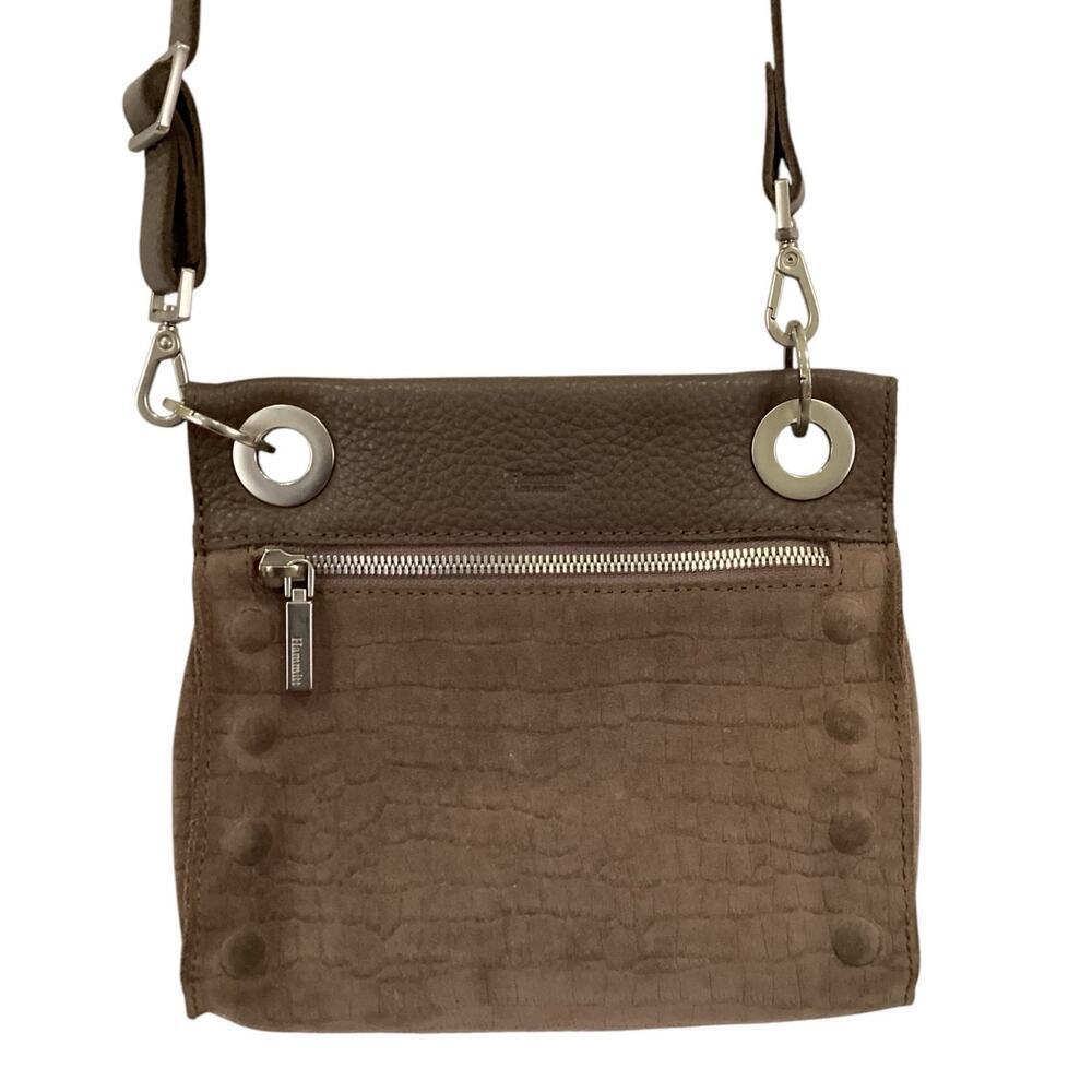 Hammitt Tony Small Taupe‎ Embossed Suede Crossbody Handbag Adjustable Strap - Picture 3 of 14